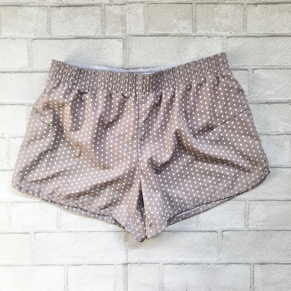 Jadelynn Brooke Polka Dot Running Shorts Tan Pink Built-in Liner Medium